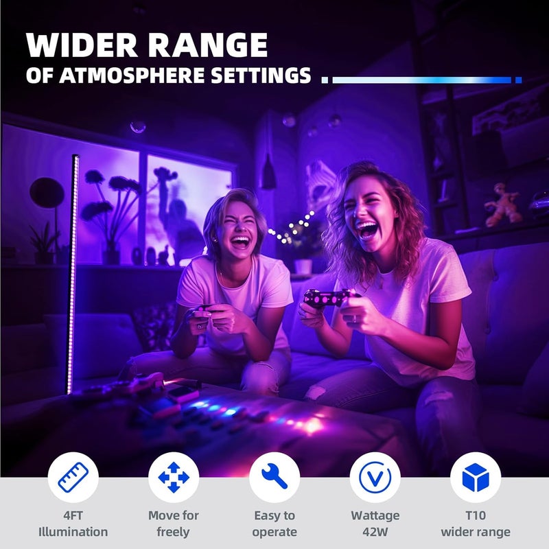 Barrina LED Black Light Bar, Perfect for Party, Halloween T10 Vertical Standing UV Blacklight Fixture, 42W, 385-400nm, 4FT Height with On/Off Switch and Tripod Floor Stand - Image 2